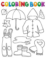 Image showing Coloring book autumn objects set 1