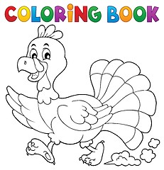 Image showing Coloring book running turkey bird 1