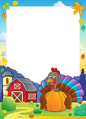 Image showing Turkey bird holding pumpkin frame 2