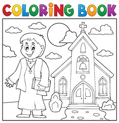 Image showing Coloring book young priest topic 3