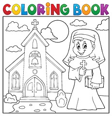 Image showing Coloring book happy nun topic 2