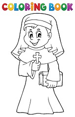 Image showing Coloring book happy nun topic 1