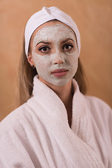 Image showing Spa Woman applying Facial Mask