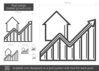 Image showing Real estate market growth line icon.