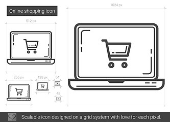 Image showing Online shopping line icon.