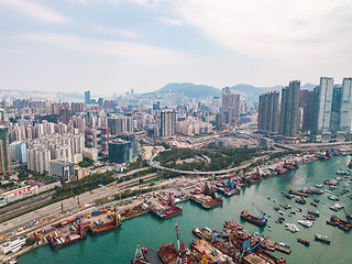 Image showing Hong Kong City at aerial view in the sky