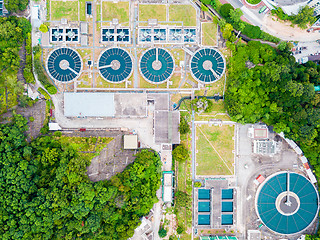 Image showing Water recycling in large sewage treatment plant.