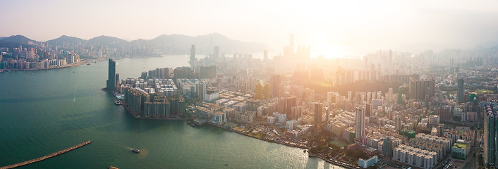 Image showing Hong Kong City at aerial view in the sky