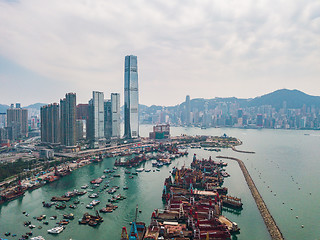 Image showing Hong Kong City at aerial view in the sky