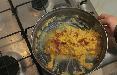 Image showing Making scrambled eggs