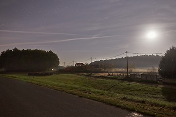 Image showing Misty night with starry sky