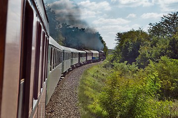 Image showing Train journey with steam locomotive