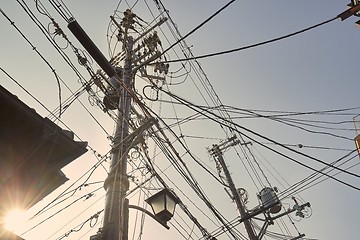 Image showing Many electric cables