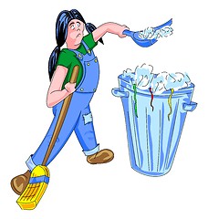 Image showing Teenager cleaning up