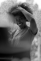 Image showing portrait of young afro american woman in gym