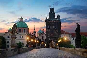 Image showing Charles Bridge in morning