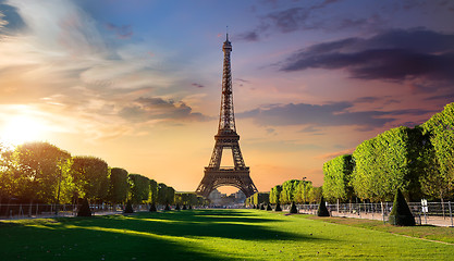 Image showing Sunrise and Eiffel Tower