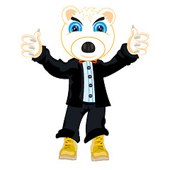 Image showing Cartoon animal polar bear in fashionable suit