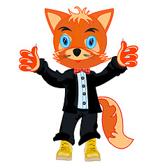 Image showing Cartoon animal fox in fashionable suit and shoe