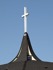 Image showing Wooden Cross on Steeple