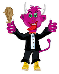 Image showing Horned crock in suit with bat in hand