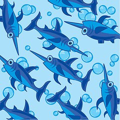Image showing Fish sword vector pattern on turn blue