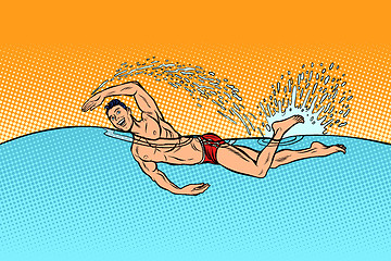 Image showing man swimmer swims