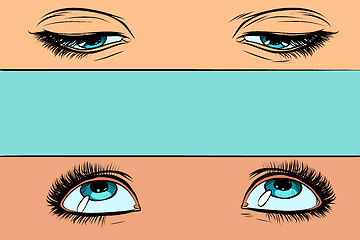 Image showing women eyes look up and down