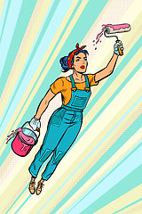 Image showing woman painter, superhero flies