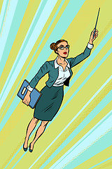 Image showing female teacher, superhero flying