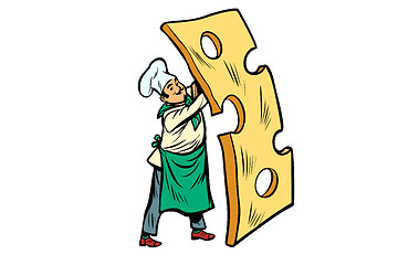 Image showing little chef with a piece of cheese