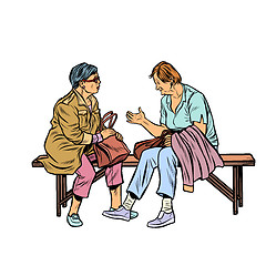 Image showing two elderly women sitting on a bench