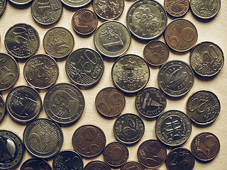 Image showing Vintage Euro coins background