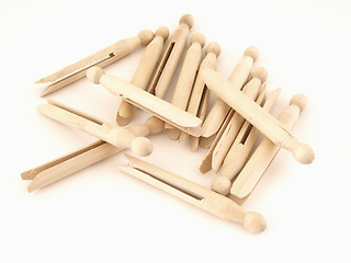 Image showing Pile of Clothespins