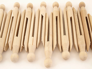 Image showing Old Fashioned Clothespins