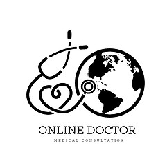 Image showing Sign in the form of a stethoscope in the shape of the heart and globe. Can be used as a logo for online medicine, telemedicine or earth day