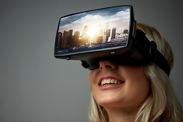 Image showing woman in virtual reality headset or 3d glasses