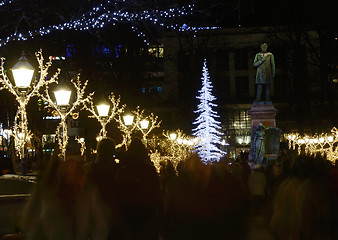 Image showing HELSINKI, FINLAND – DECEMBER 7 2017: Christmas lights on the E