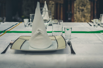 Image showing Served table with plate, rustic toned