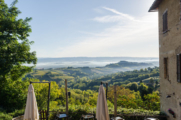 Image showing Misty rolling hills in Tuscany, Italy