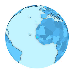 Image showing Gambia on globe isolated