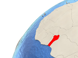 Image showing Benin on globe