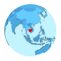 Image showing Cambodia on globe isolated