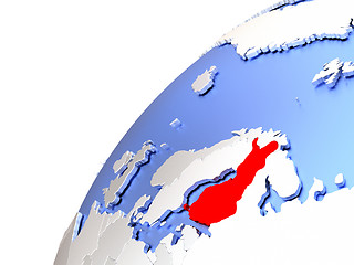 Image showing Finland on modern shiny globe