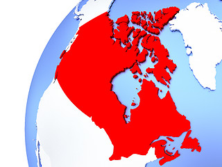 Image showing Canada on modern shiny globe