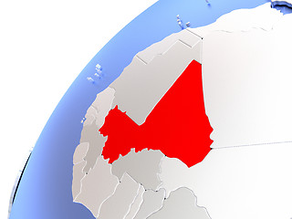 Image showing Mali on modern shiny globe