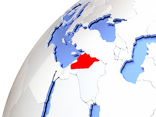 Image showing Syria on modern shiny globe