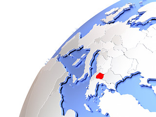 Image showing Macedonia on modern shiny globe