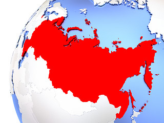 Image showing Russia on modern shiny globe