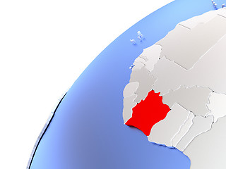 Image showing Ivory Coast on modern shiny globe